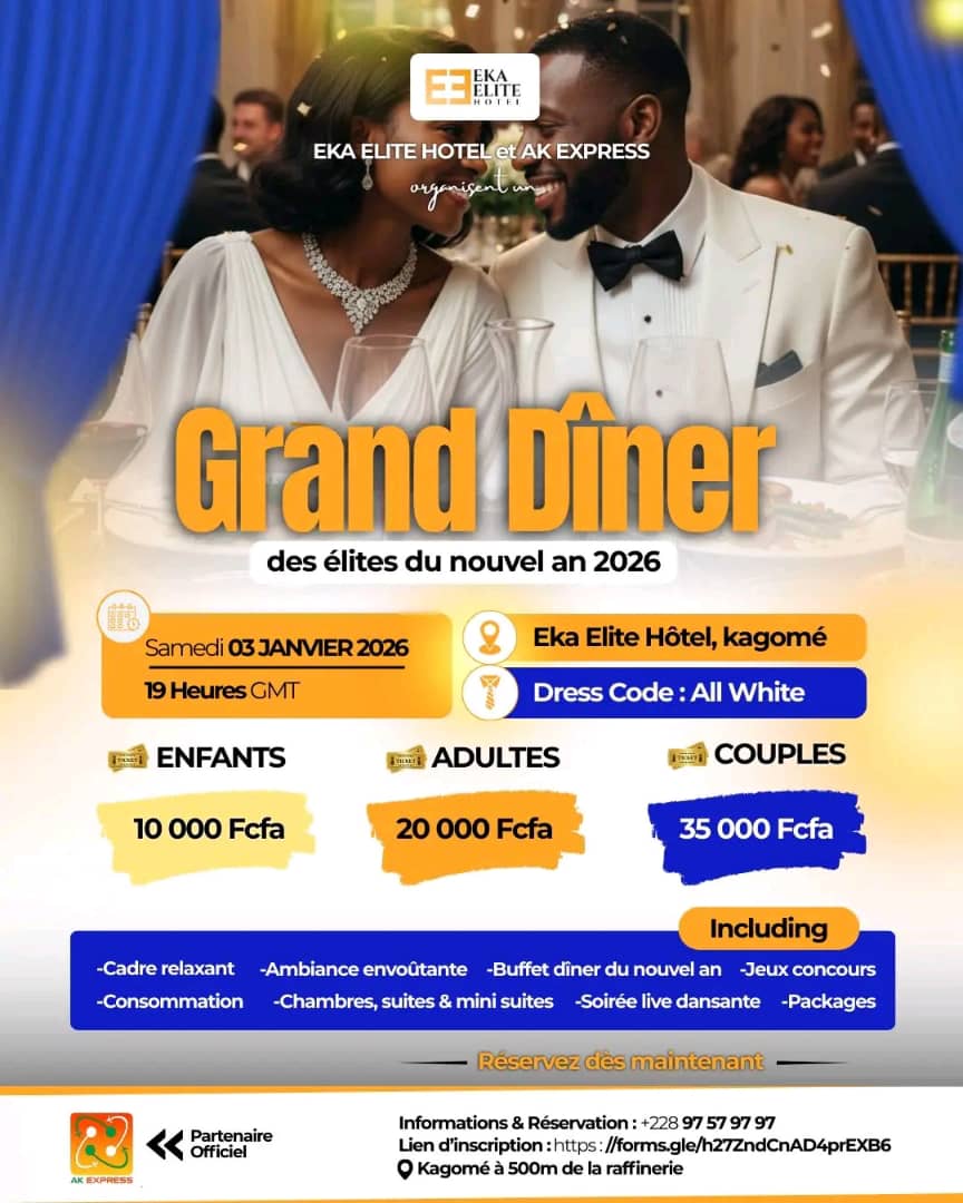 Nouvel An d’Exception à Kagomé : Eka Elite Hôtel et AK EXPRESS annoncent le Grand Dîner des Élites 2026