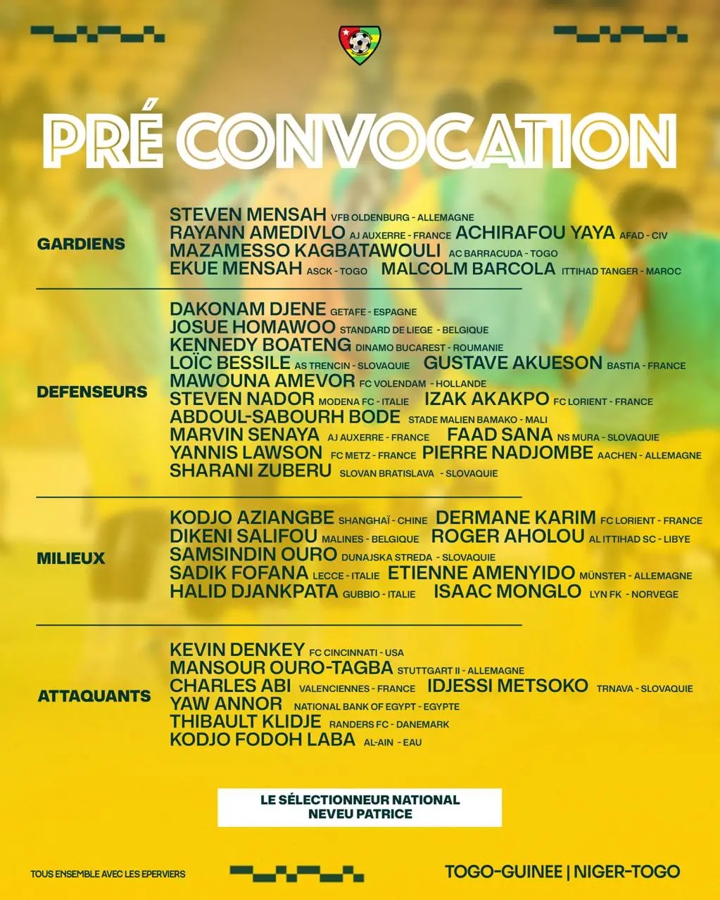 Journées FIFA : Patrice Neveu lance la chasse aux talents et dévoile sa pré-convocation pour les Éperviers